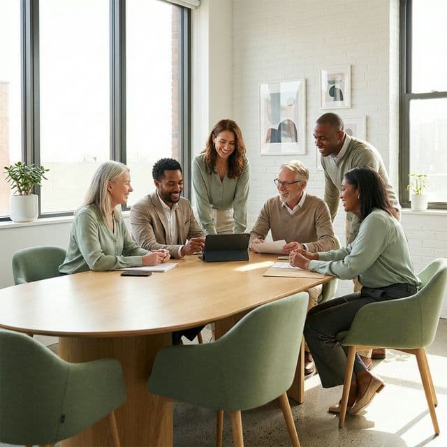 Team reviewing a benefits plan